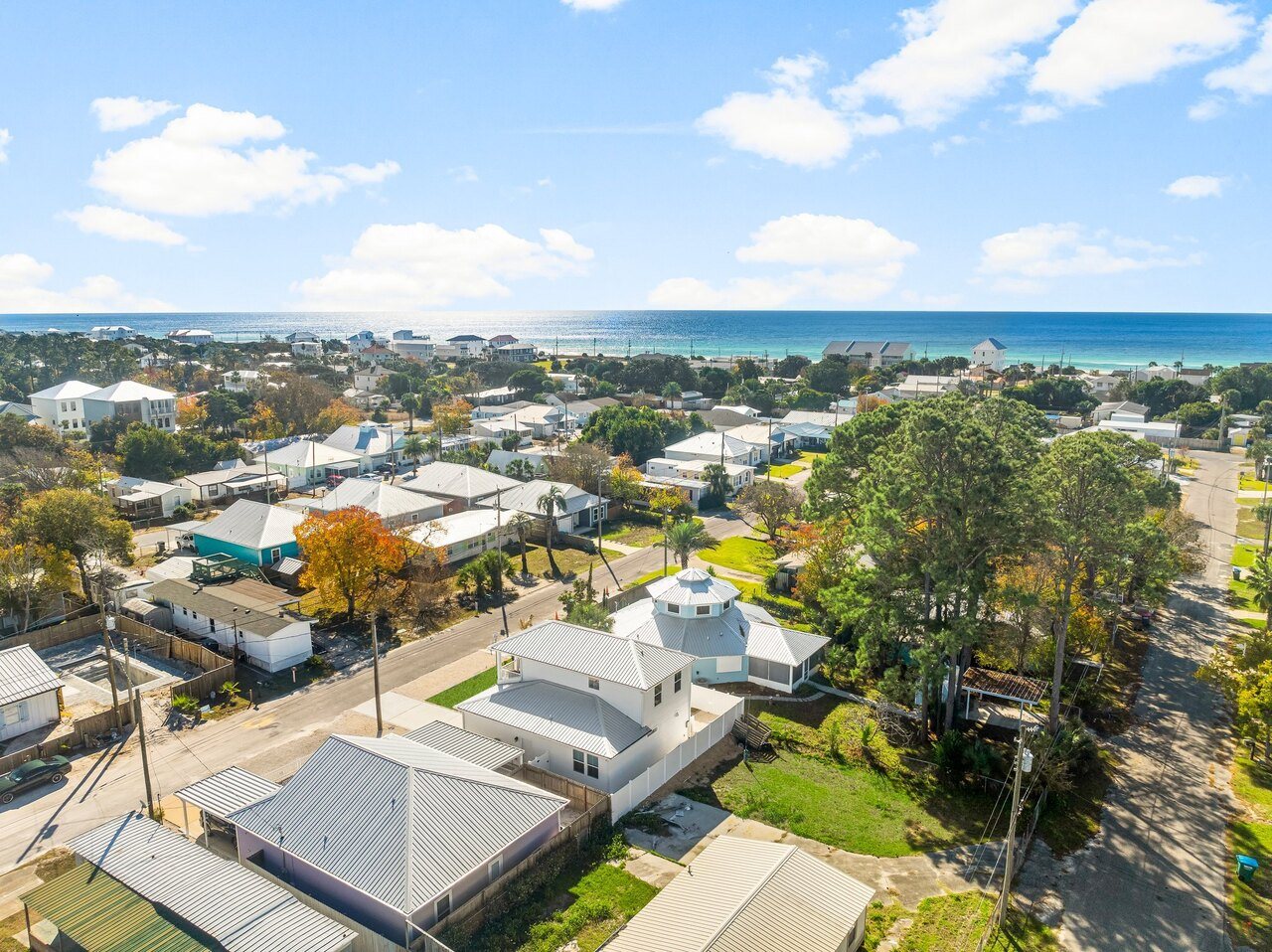 Aerial view of Up the Beach and the Gulf